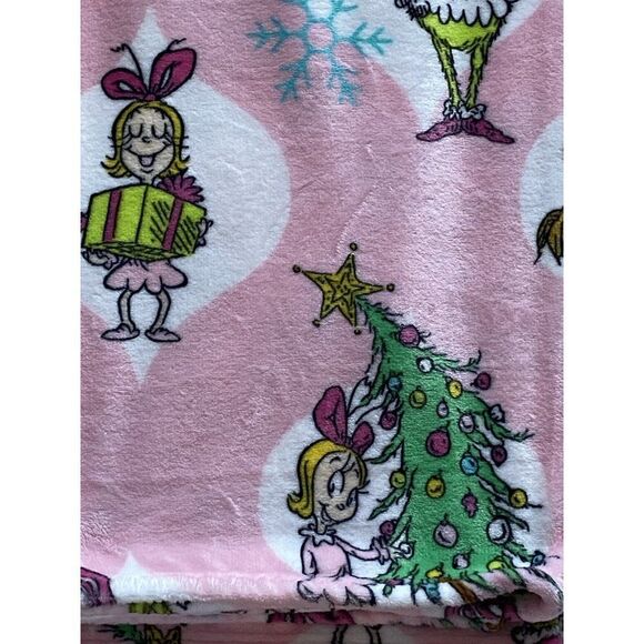 Dr. Seuss The Grinch  Max Cindy Lou Pink Throw Blanket Christmas 50 X 70" NEW - Picture 8 of 16